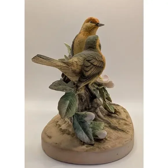 Andrea by Sadek Warbler Bird Figurine Flowering Branch 7.5" - Picture 8 of 9